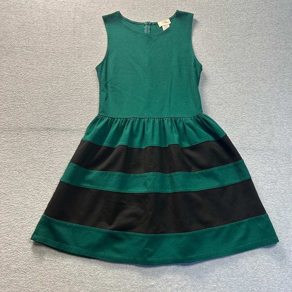 Love...Ady‎ Fit & Flare Dress Sleeveless Womens Medium Green Black Colorblock